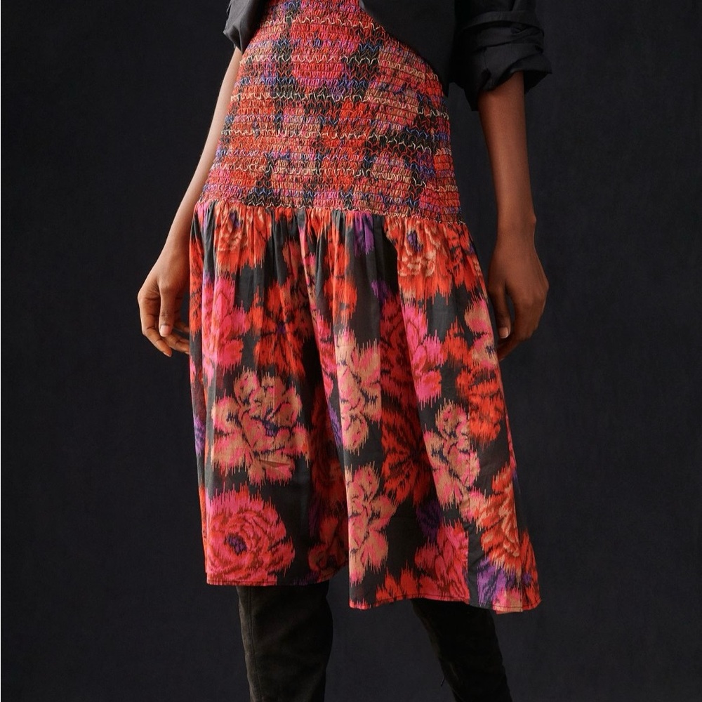 Anthropologie/Farm Rio Smocked Ikat Skirt, size L/XL